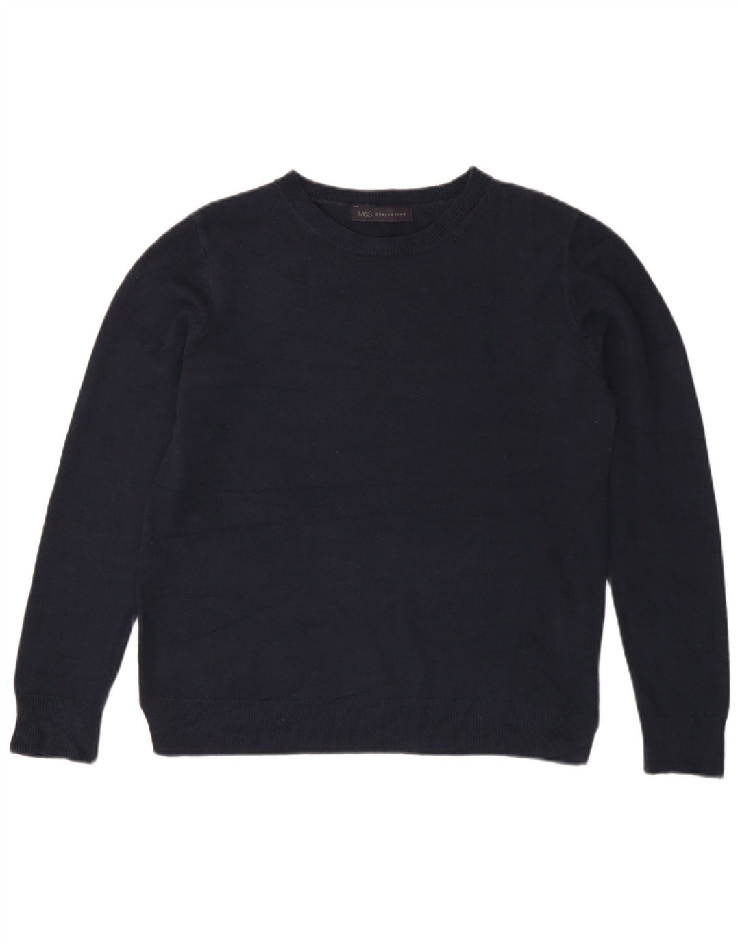 Marks & Spencer Womens Crew Neck Jumper Sweater UK 14 Large Navy Blue