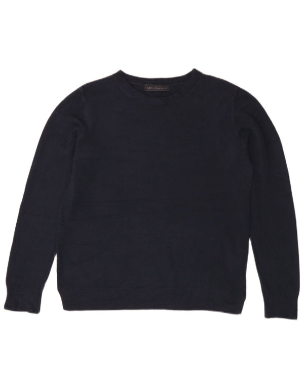 Marks & Spencer Womens Crew Neck Jumper Sweater UK 14 Large Navy Blue