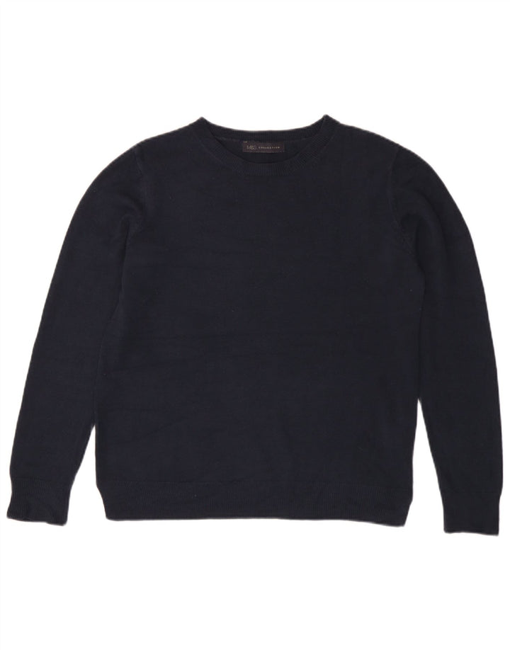 Marks & Spencer Womens Crew Neck Jumper Sweater UK 14 Large Navy Blue