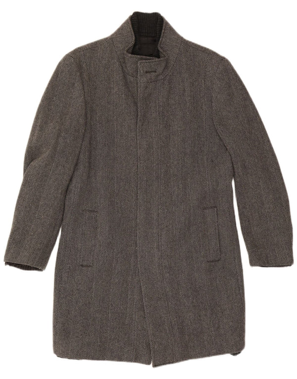 Zara Mens Overcoat UK 40 Large Grey Herringbone