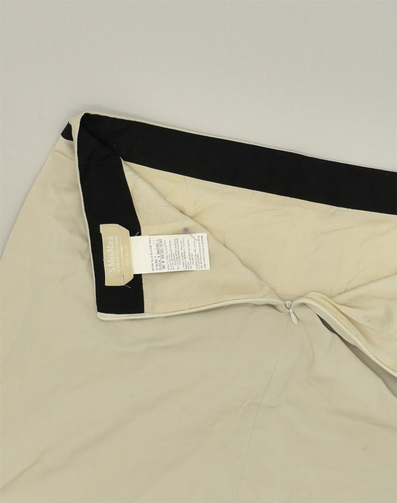 MAX MARA Womens Straight Skirt UK 10 Small W32 Beige Polyester | Vintage Max Mara | Thrift | Second-Hand Max Mara | Used Clothing | Messina Hembry 