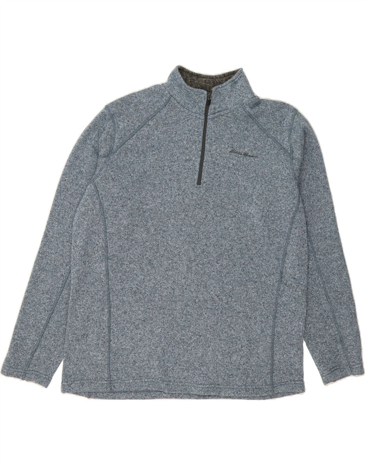 EDDIE BAUER Mens Zip Neck Sweatshirt Jumper XL Blue Flecked Polyester Vintage Eddie Bauer and Second-Hand Eddie Bauer from Messina Hembry 