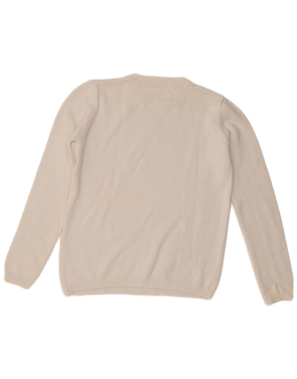 Marks & Spencer Womens Crew Neck Jumper Sweater UK 10 Small White Cotton