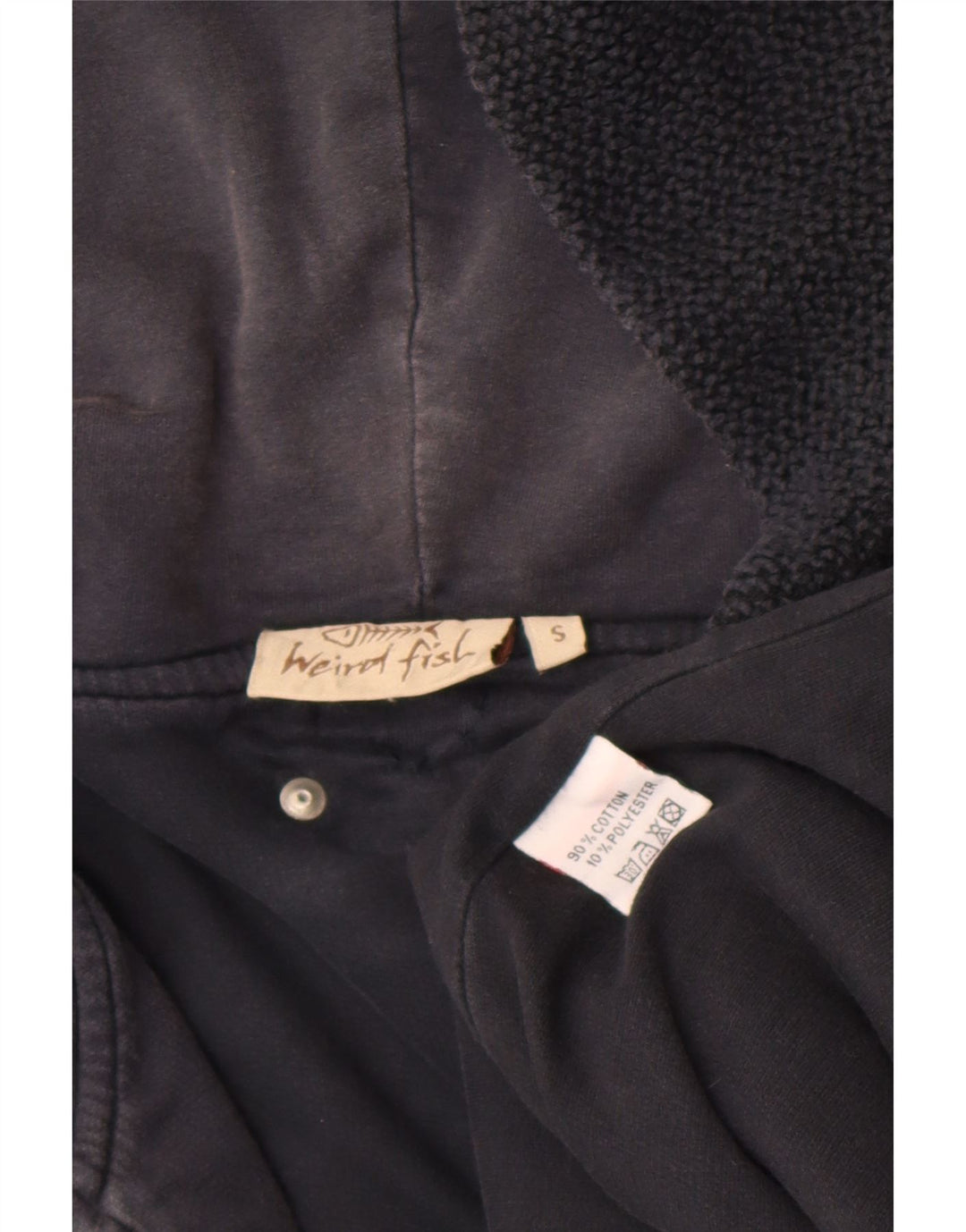 Weird Fish Mens Zip Hoodie Sweater Small Black Cotton