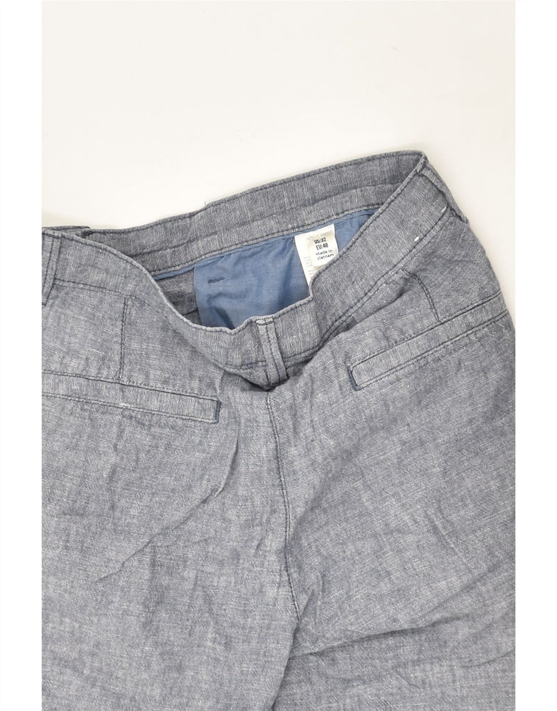 PENGUIN Mens Chino Shorts EU 48 Medium W32 Blue Linen | Vintage Penguin | Thrift | Second-Hand Penguin | Used Clothing | Messina Hembry 