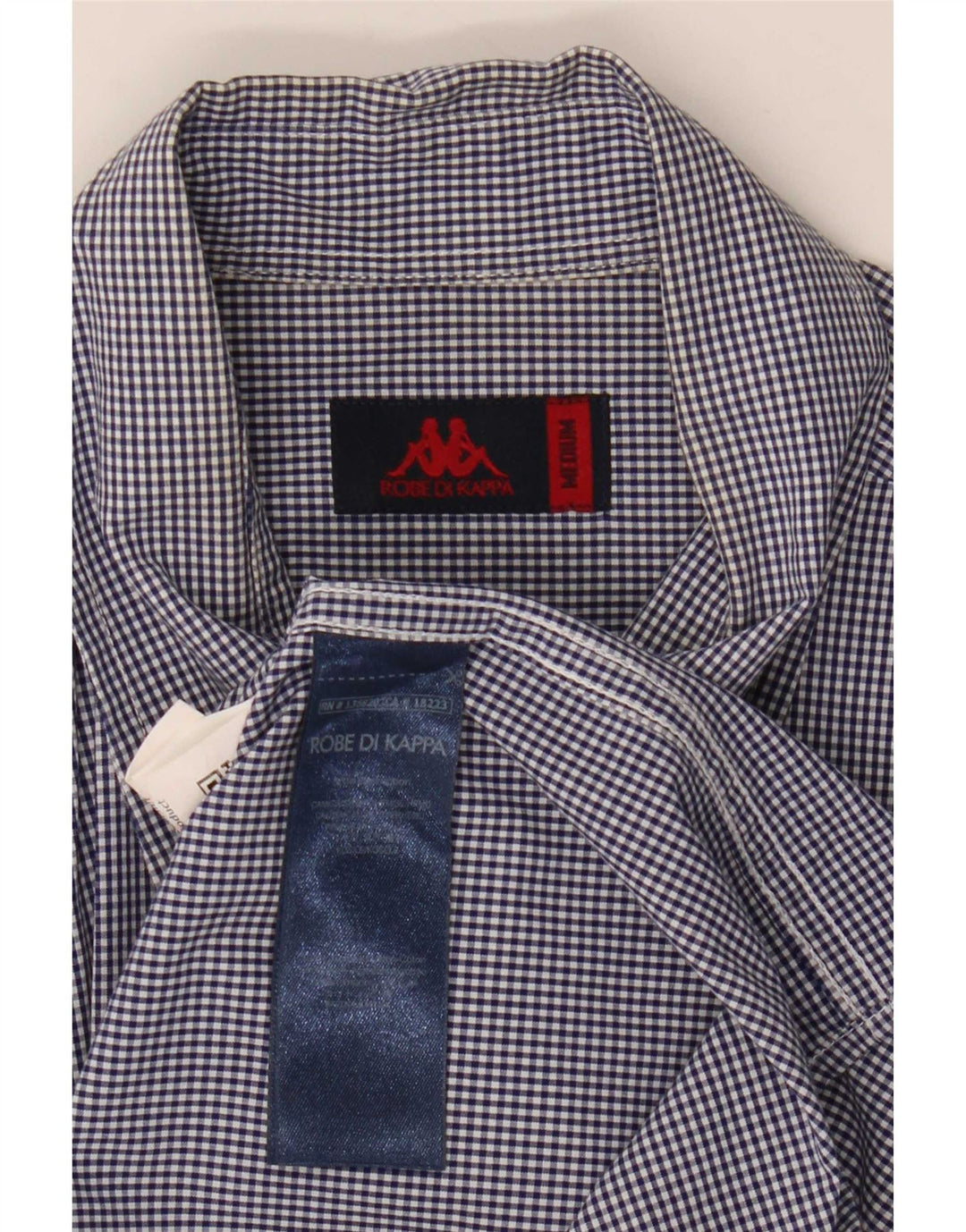 Kappa Mens Shirt Medium Navy Blue Gingham Cotton