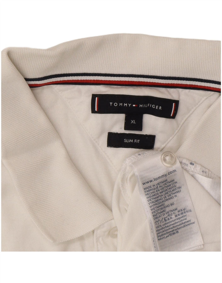 Tommy Hilfiger Mens Slim Fit Polo Shirt XL White Cotton