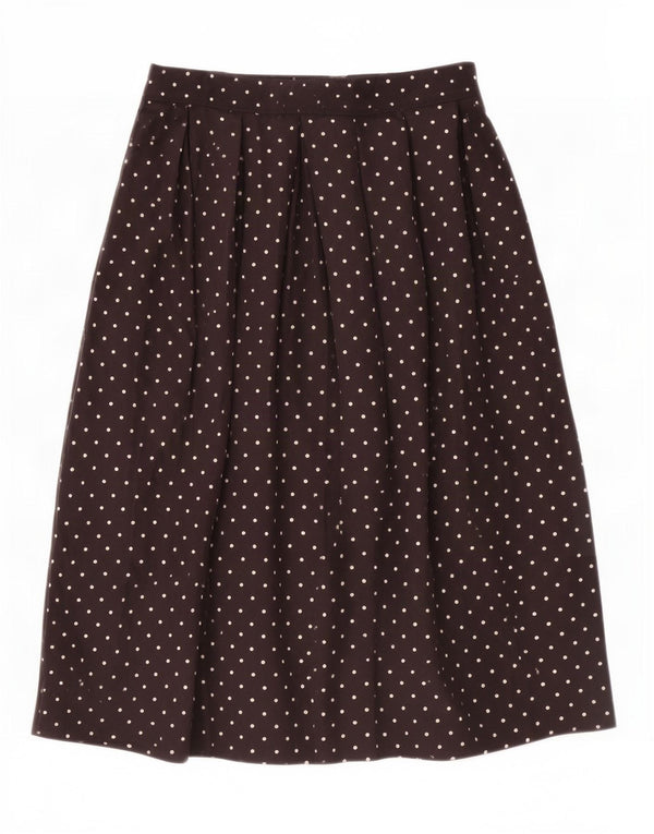 St Michael Womens Pleated A-Line Skirt UK 16 Large W30 Black Polka Dot