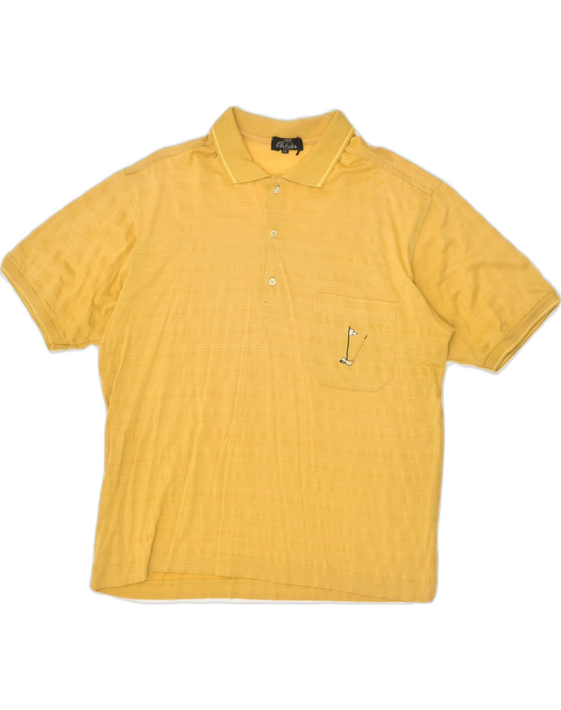 VINTAGE Mens Polo Shirt IT 50 Medium Yellow Pinstripe Cotton | Vintage Vintage | Thrift | Second-Hand Vintage | Used Clothing | Messina Hembry 