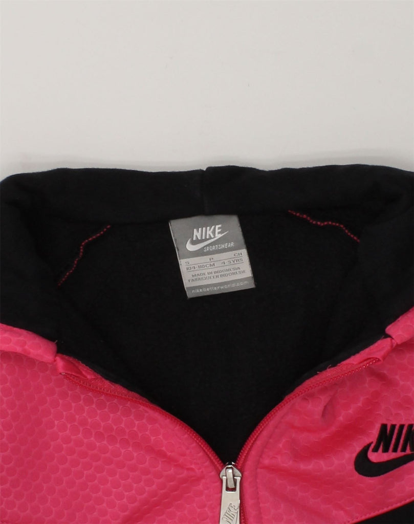 NIKE Girls Zip Hoodie Sweater 4-5 Years Small Black Colourblock Cotton | Vintage Nike | Thrift | Second-Hand Nike | Used Clothing | Messina Hembry 