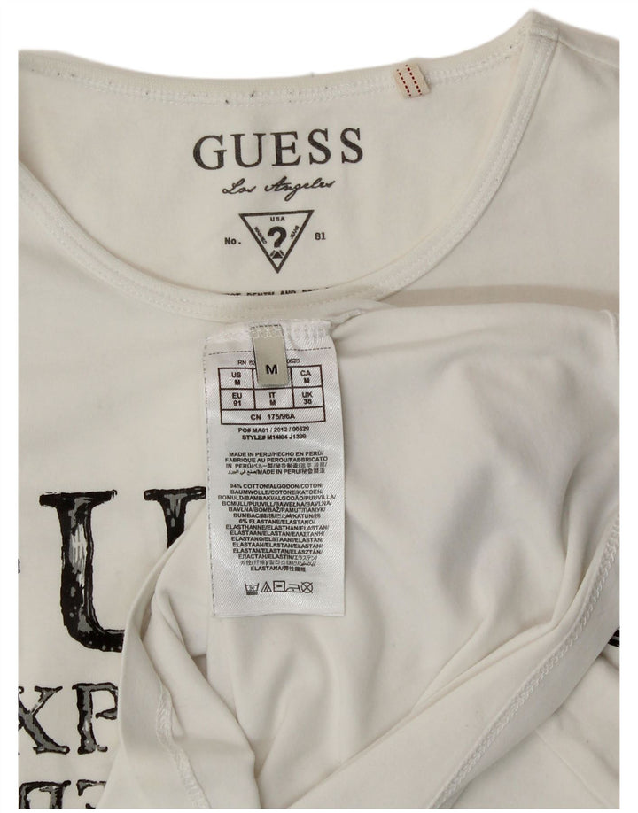 Guess Womens Graphic T-Shirt Top EU 38 Medium White Cotton Classic
