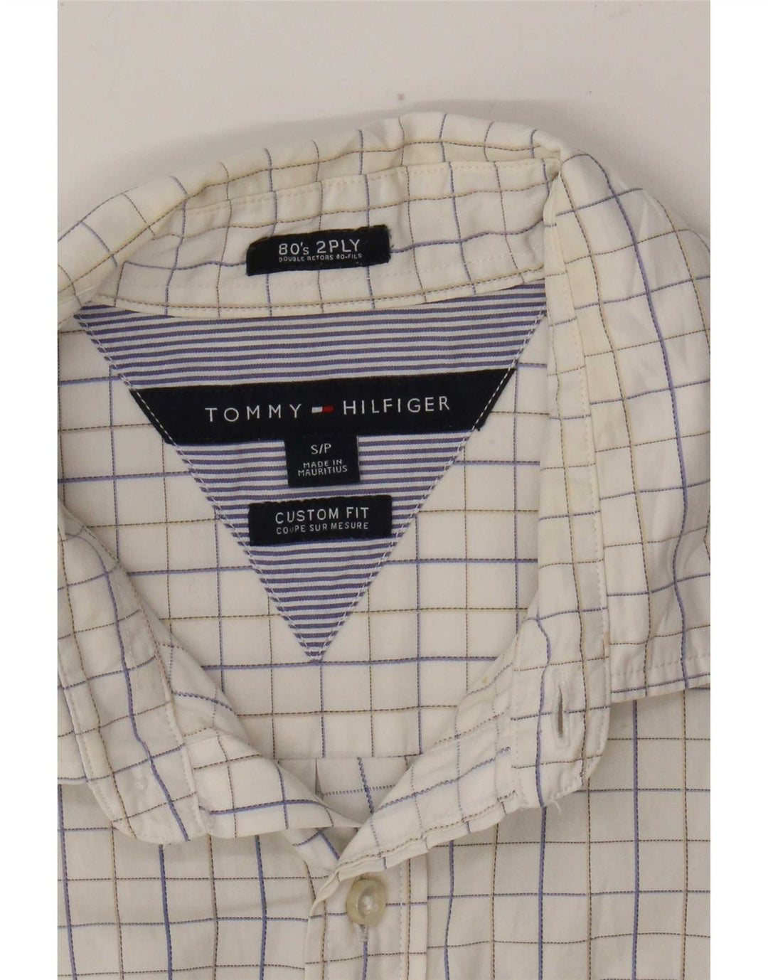 Tommy Hilfiger Mens Custom Fit Shirt Small White Check