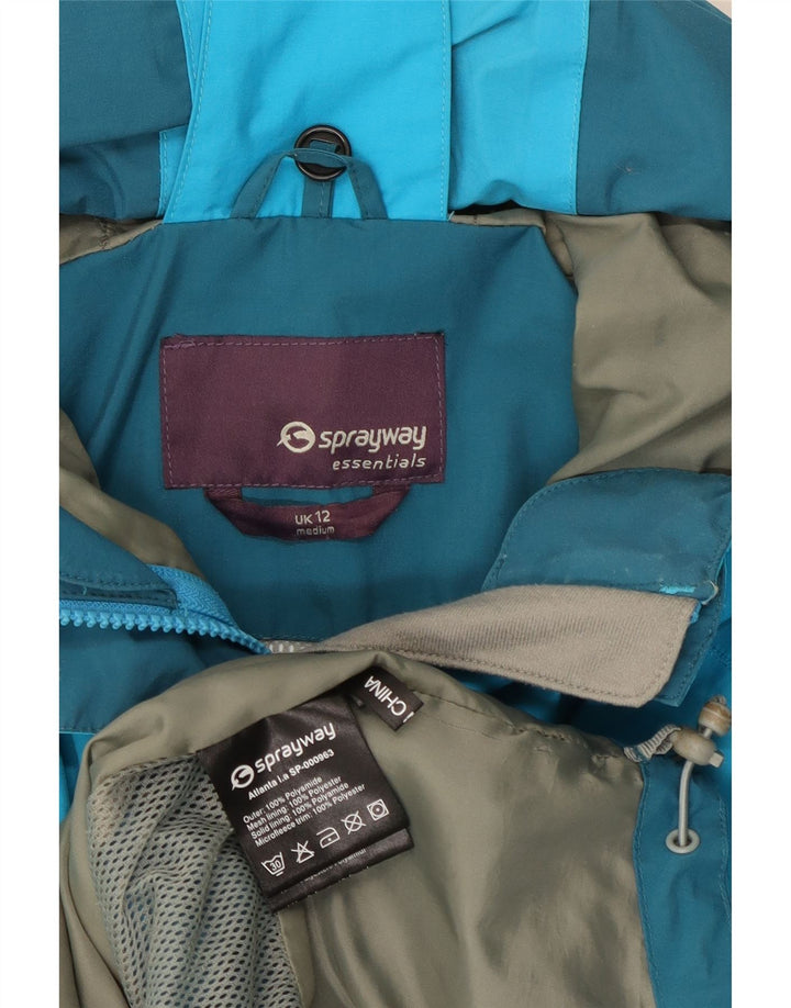 Sprayway Womens Hooded Windbreaker Jacket UK 12 Medium Blue Colourblock