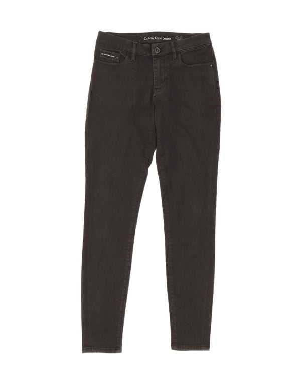 Calvin Klein Womens Mid Rise Skinny Jeans W25 L30 Black Cotton