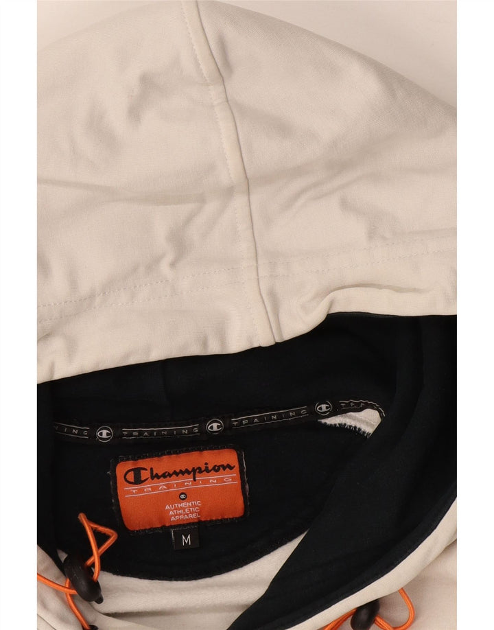 CHAMPION Mens Graphic Hoodie Jumper Medium Off White