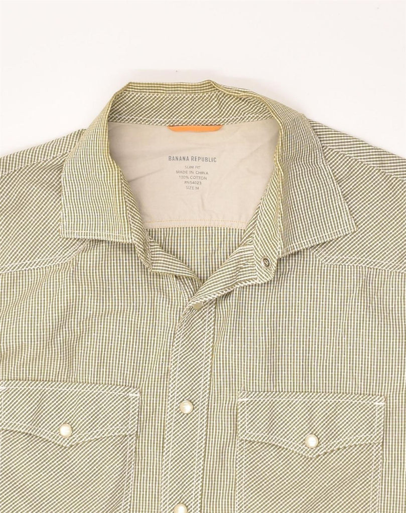 BANANA REPUBLIC Mens Slim Fit Shirt Medium Green Gingham Cotton | Vintage Banana Republic | Thrift | Second-Hand Banana Republic | Used Clothing | Messina Hembry 