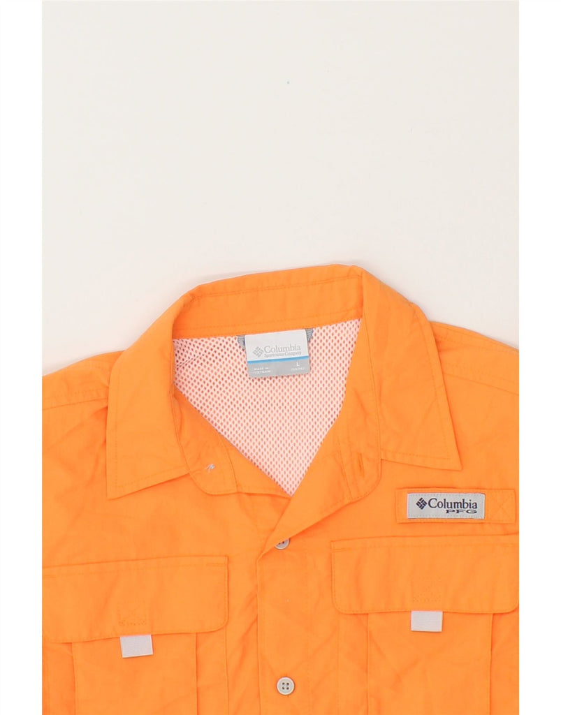COLUMBIA Boys Short Sleeve Shirt 14-15 Years Large  Orange Polyester Vintage Columbia and Second-Hand Columbia from Messina Hembry 