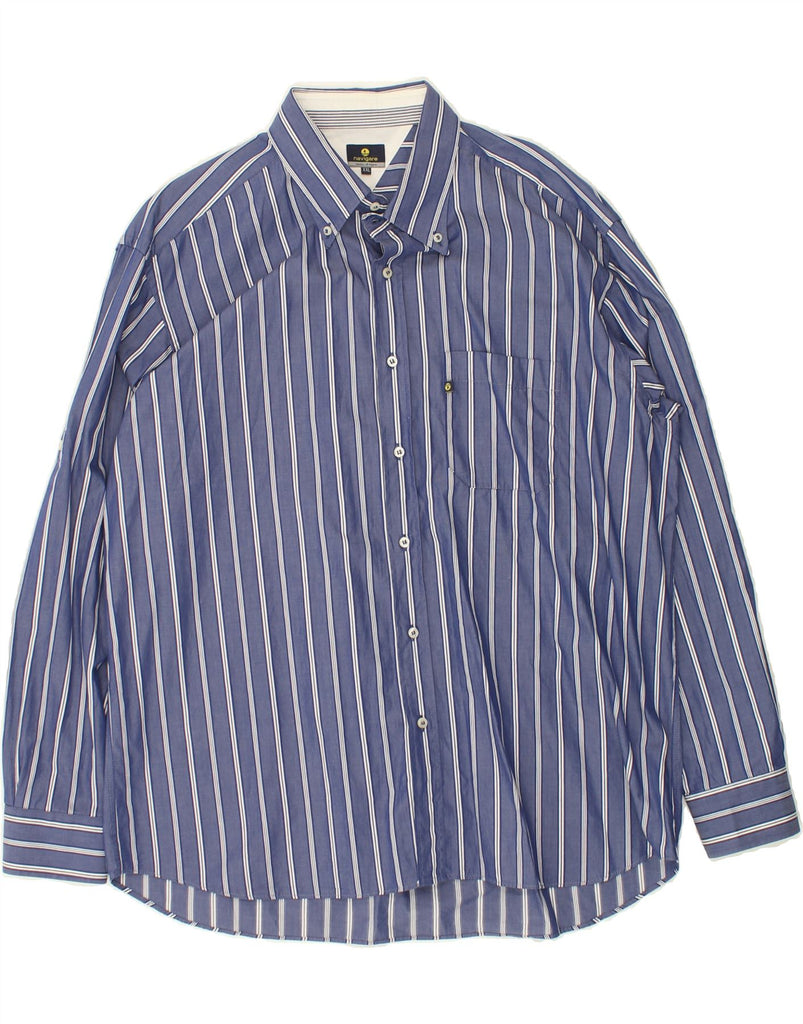 NAVIGARE Mens Shirt 2XL Blue Striped Vintage Navigare and Second-Hand Navigare from Messina Hembry 