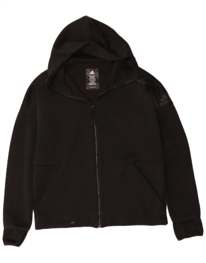 Adidas Mens Zip Hoodie Sweater Large Black Polyester