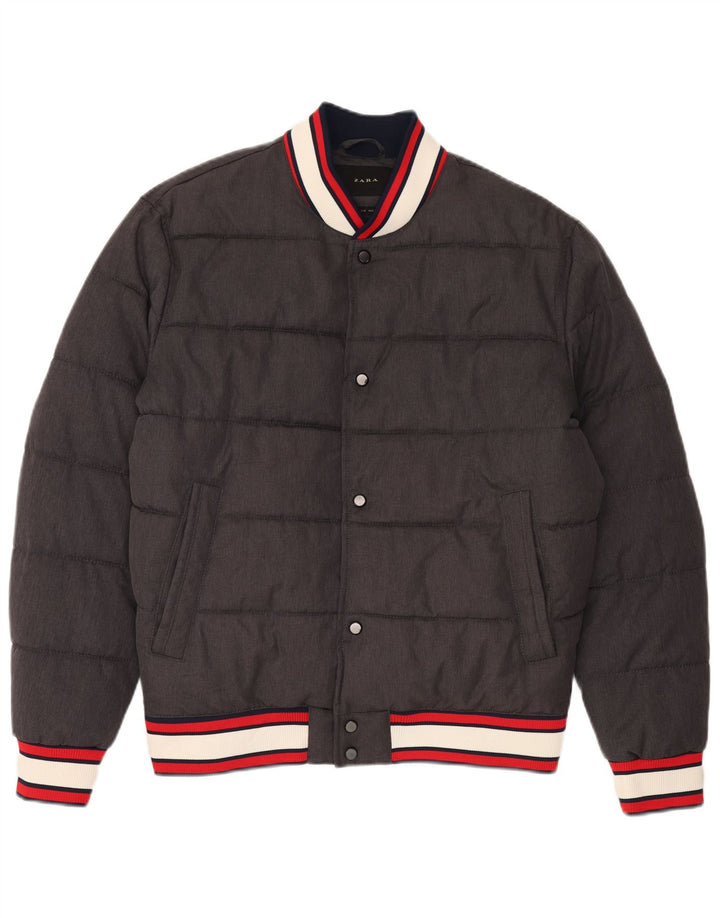 Zara Mens Padded Jacket UK 40 Large Grey Polyester