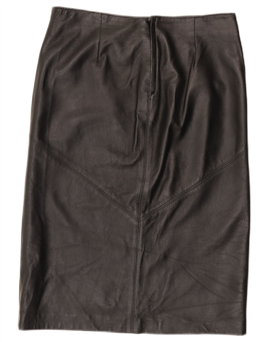 Vintage Womens Leather Skirt IT 44 Medium W30 Black Leather