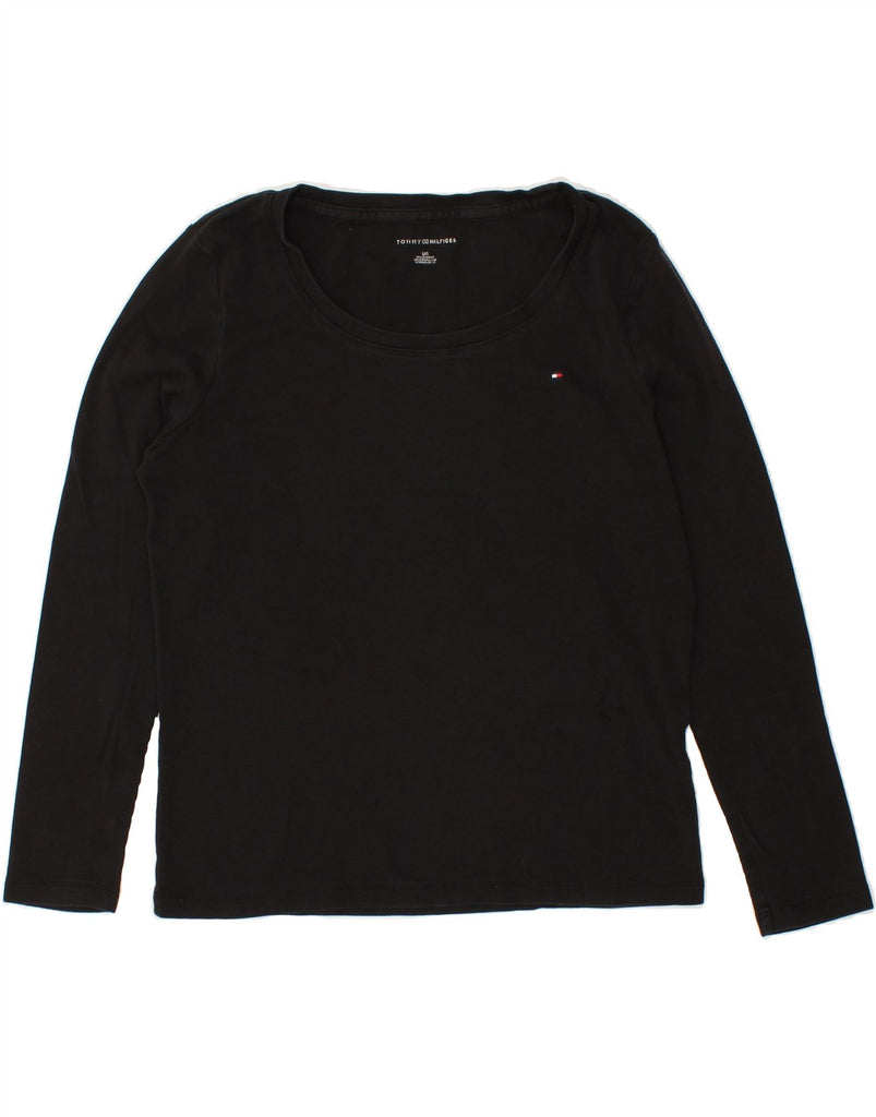 TOMMY HILFIGER Womens Top Long Sleeve UK 14 Large Black Cotton Vintage Tommy Hilfiger and Second-Hand Tommy Hilfiger from Messina Hembry 