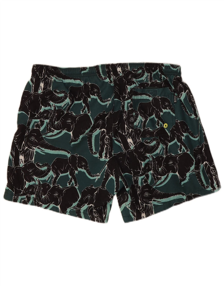 Hugo Boss Mens Swimming Shorts Medium  Green Animal Print