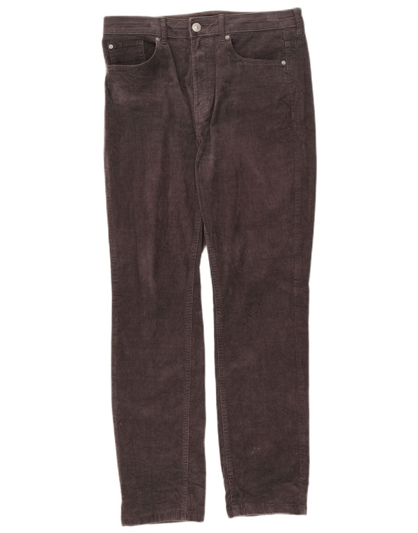 Marks & Spencer Womens Straight Corduroy Trousers UK 12 Medium W30 L27 Grey