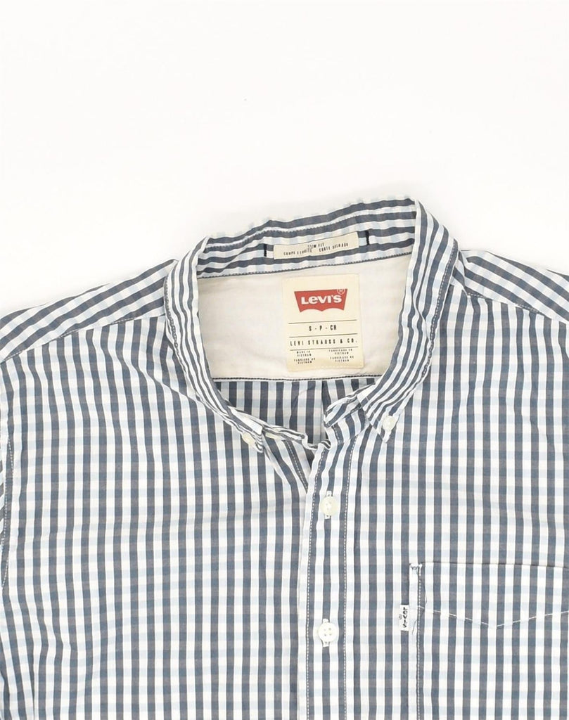 LEVI'S Mens Slim Fit Shirt Small Blue Check Cotton | Vintage Levi's | Thrift | Second-Hand Levi's | Used Clothing | Messina Hembry 