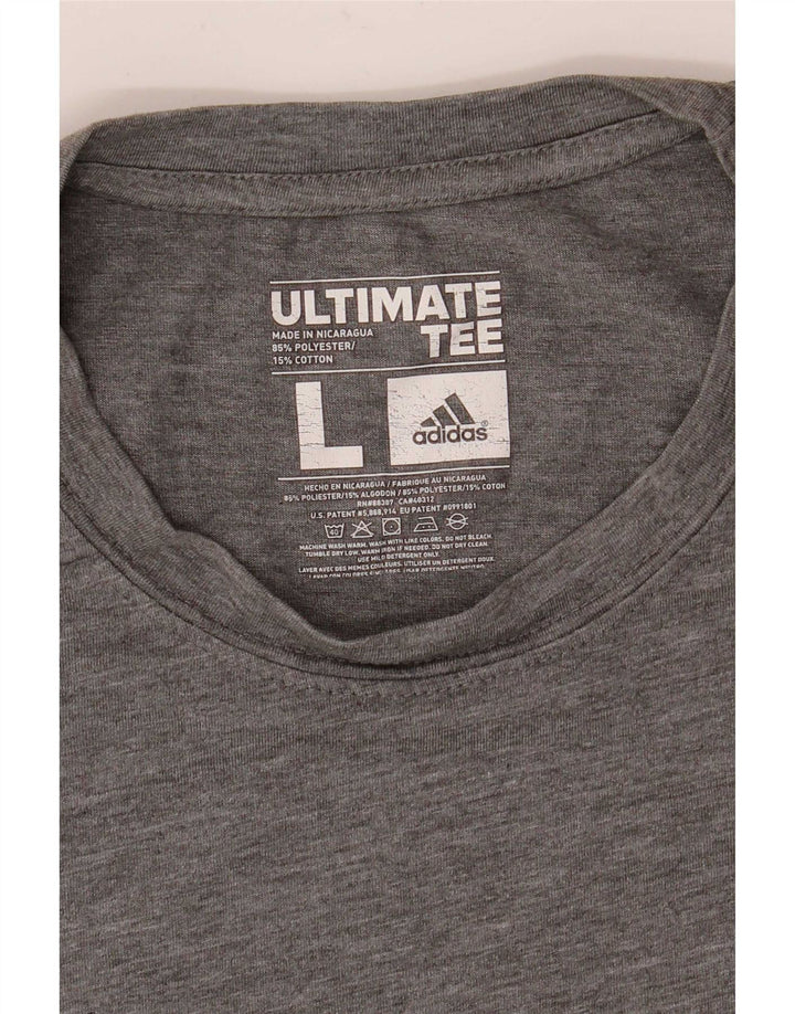Adidas Mens Climalite T-Shirt Top Large Grey Flecked Polyester