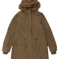 Oasis Womens Hooded Parka Jacket UK 10 Small Khaki Polyester