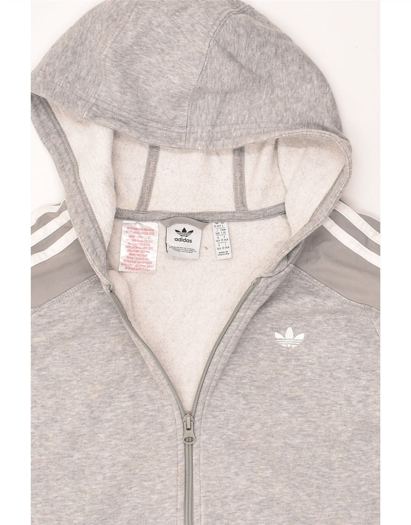 ADIDAS Boys Zip Hoodie Sweater 13-14 Years Grey Cotton | Vintage Adidas | Thrift | Second-Hand Adidas | Used Clothing | Messina Hembry 