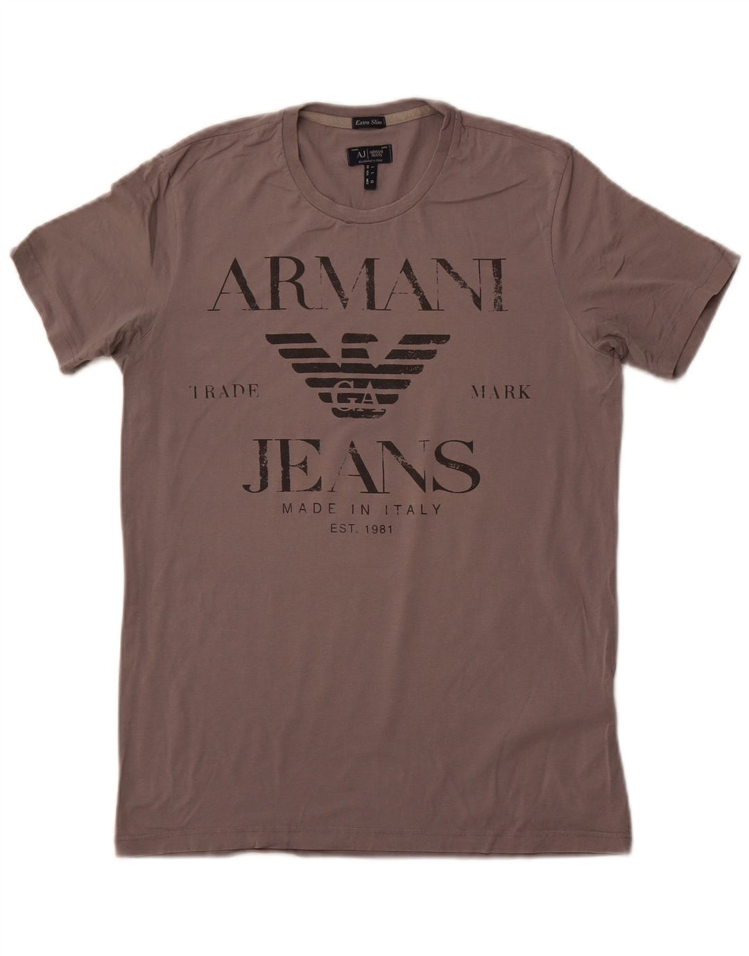 Armani Jeans Mens Extra Slim Graphic T-Shirt Top Large Grey Cotton