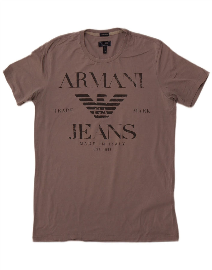 Armani Jeans Mens Extra Slim Graphic T-Shirt Top Large Grey Cotton