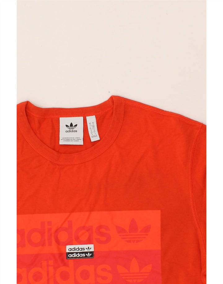 ADIDAS Mens Graphic T-Shirt Top Small Orange Cotton Vintage Adidas and Second-Hand Adidas from Messina Hembry 