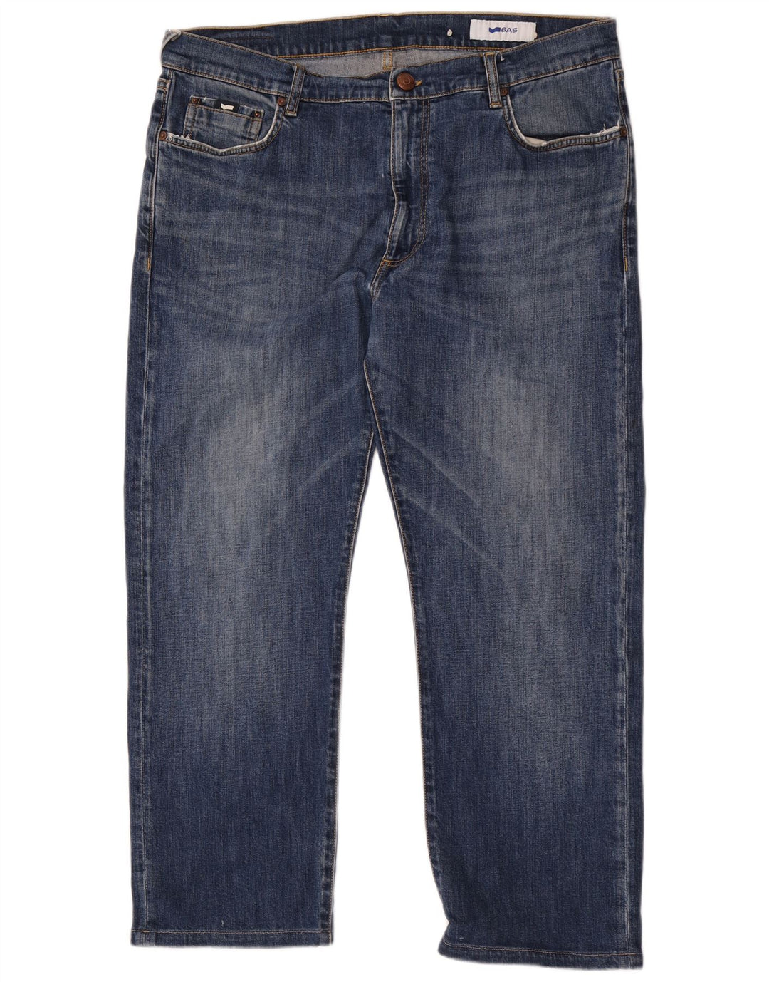Gas Mens Memphis Straight Jeans W40 L28 Blue Cotton