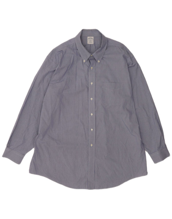 Brooks Brothers Mens Slim Fit Shirt Size 18 4/5 2XL Blue Houndstooth Cotton