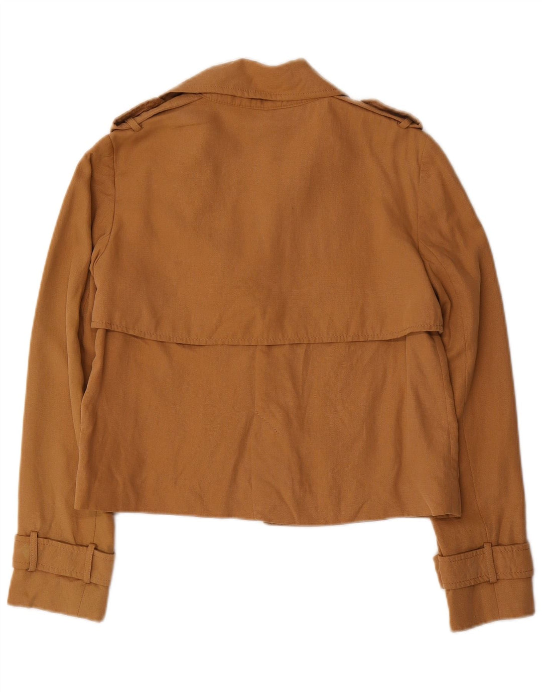 Zara Womens Oversized Crop Open Blazer Jacket UK 6 XS Brown Lyocell