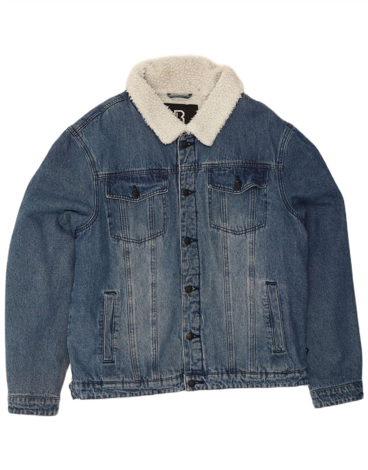 BRANDIT Mens Sherpa Denim Jacket UK 40 Large Blue Cotton