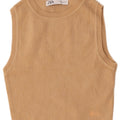 Zara Womens Crop Vest Top UK 12 Medium Beige Viscose