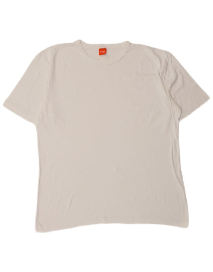 HUGO BOSS Mens T-Shirt Top XL White Cotton