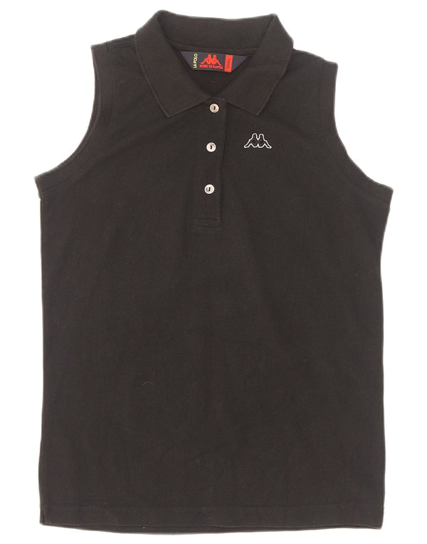 Kappa Womens Sleeveless Polo Shirt UK 10 Small Black Cotton
