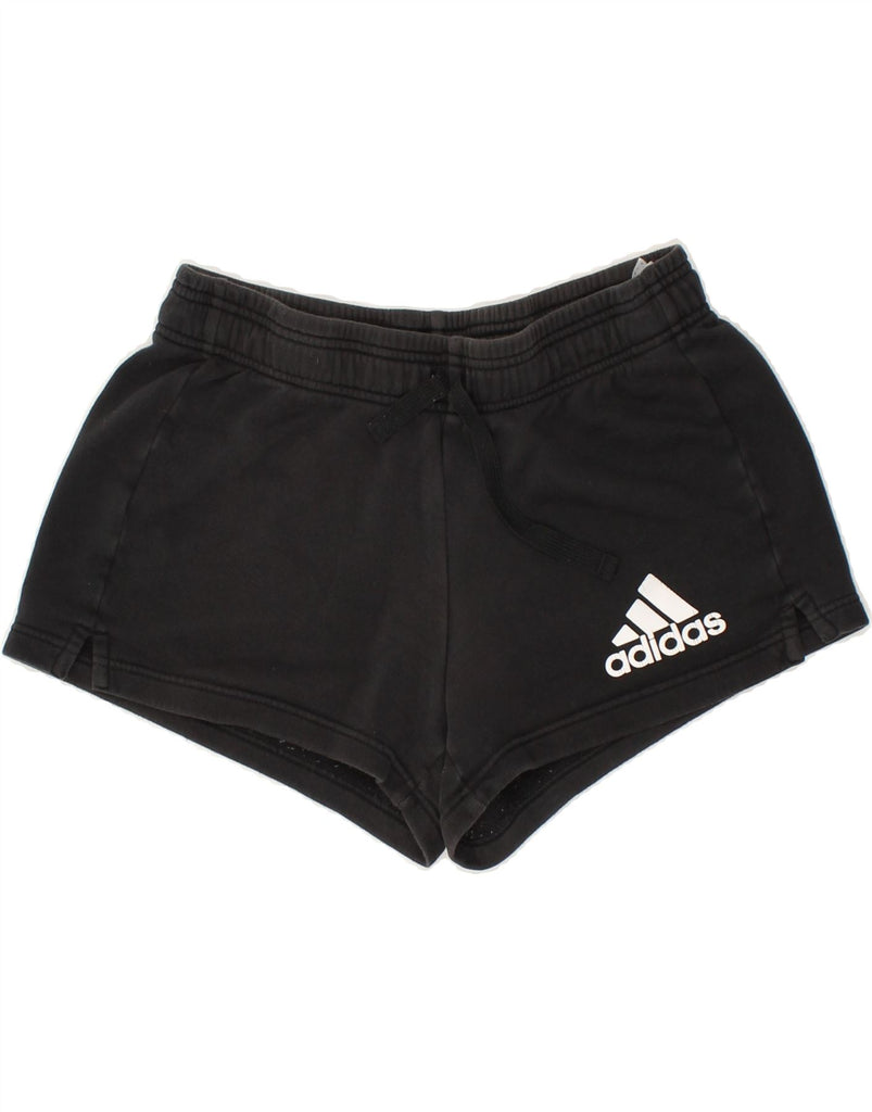 ADIDAS Womens Sport Shorts UK 12/14 Medium Black Cotton | Vintage Adidas | Thrift | Second-Hand Adidas | Used Clothing | Messina Hembry 