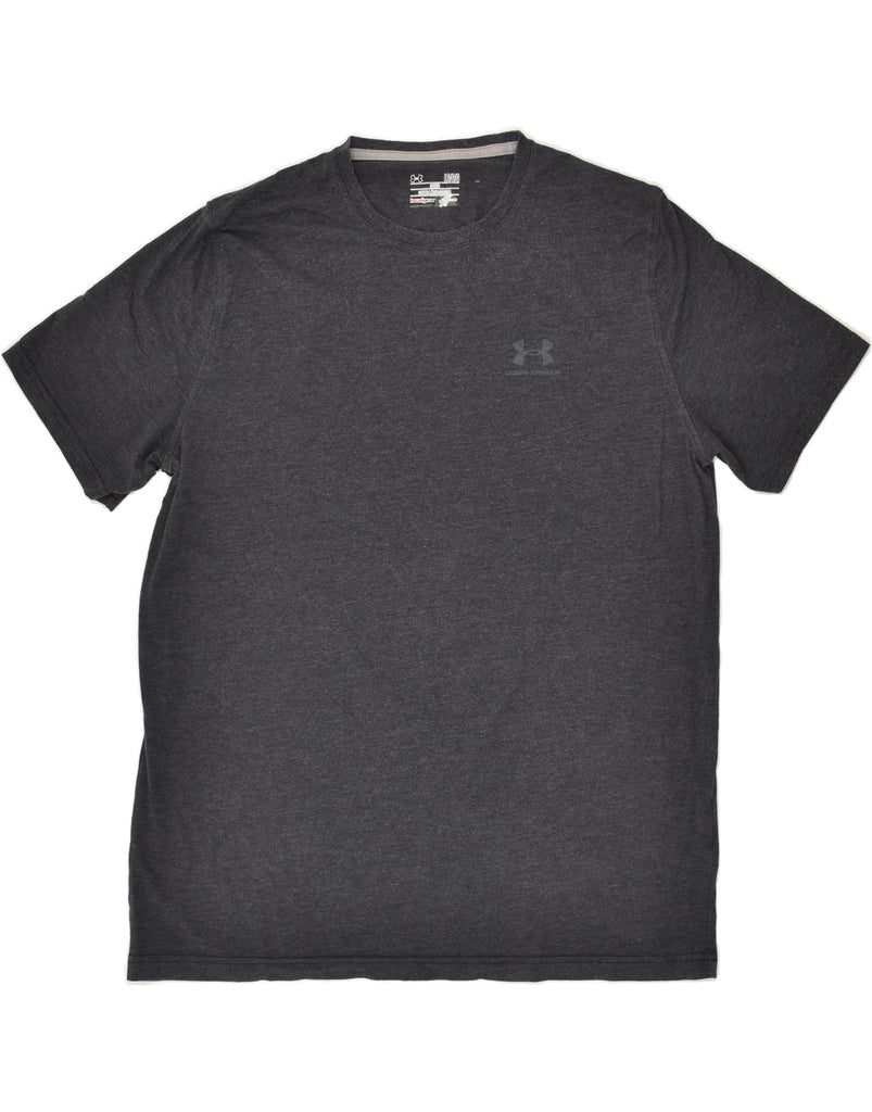 UNDER ARMOUR Mens Heat Gear Graphic T-Shirt Top Large Grey Cotton | Vintage Under Armour | Thrift | Second-Hand Under Armour | Used Clothing | Messina Hembry 