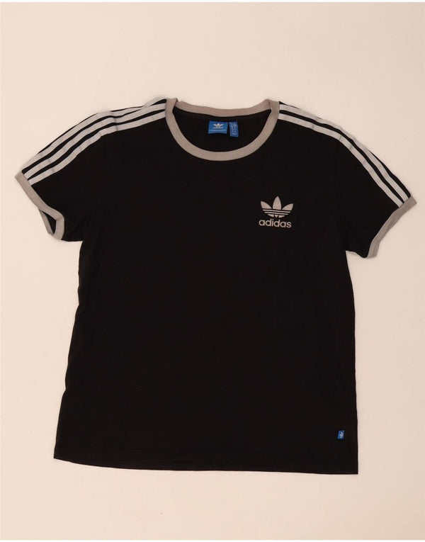 Adidas Womens T-Shirt Top UK 14 Large  Black Cotton