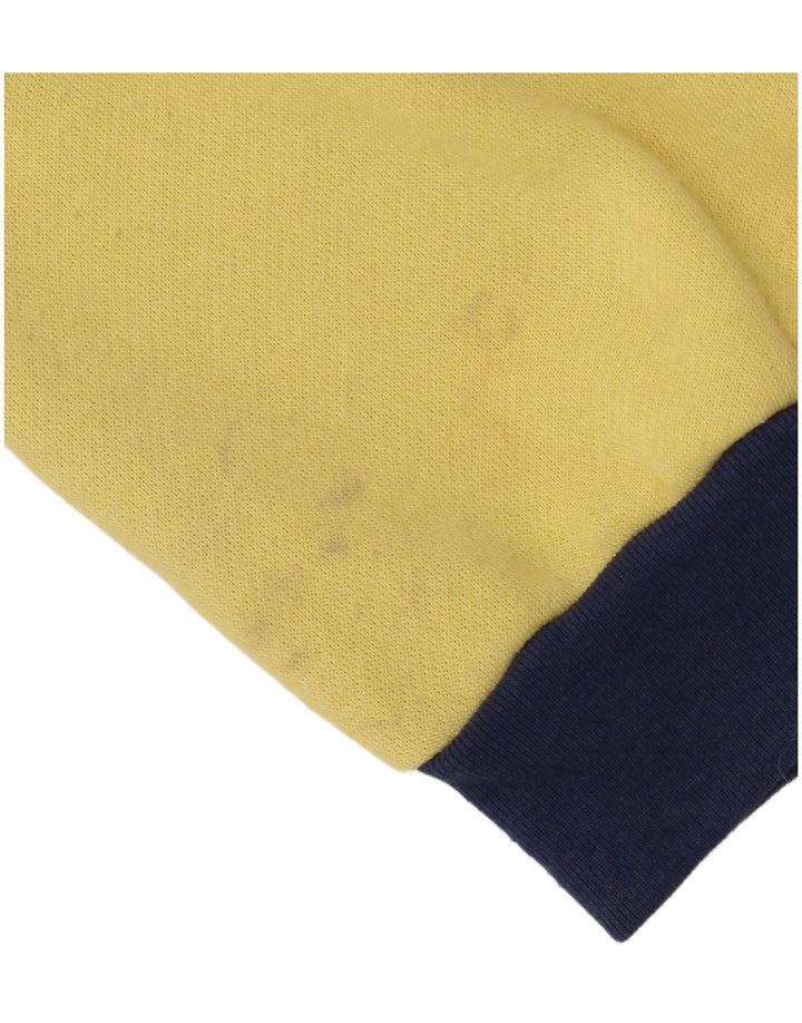 DASH Mens Graphic Button Neck Sweatshirt Jumper Medium Yellow Colourblock