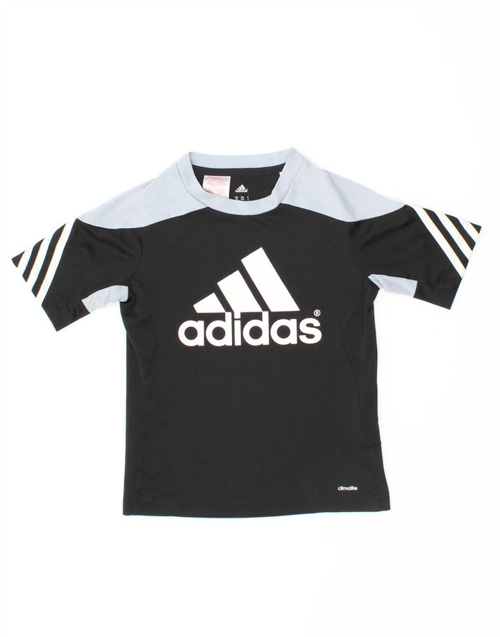 ADIDAS Boys Climalite Graphic T-Shirt Top 7-8 Years Small Black Vintage Adidas and Second-Hand Adidas from Messina Hembry 