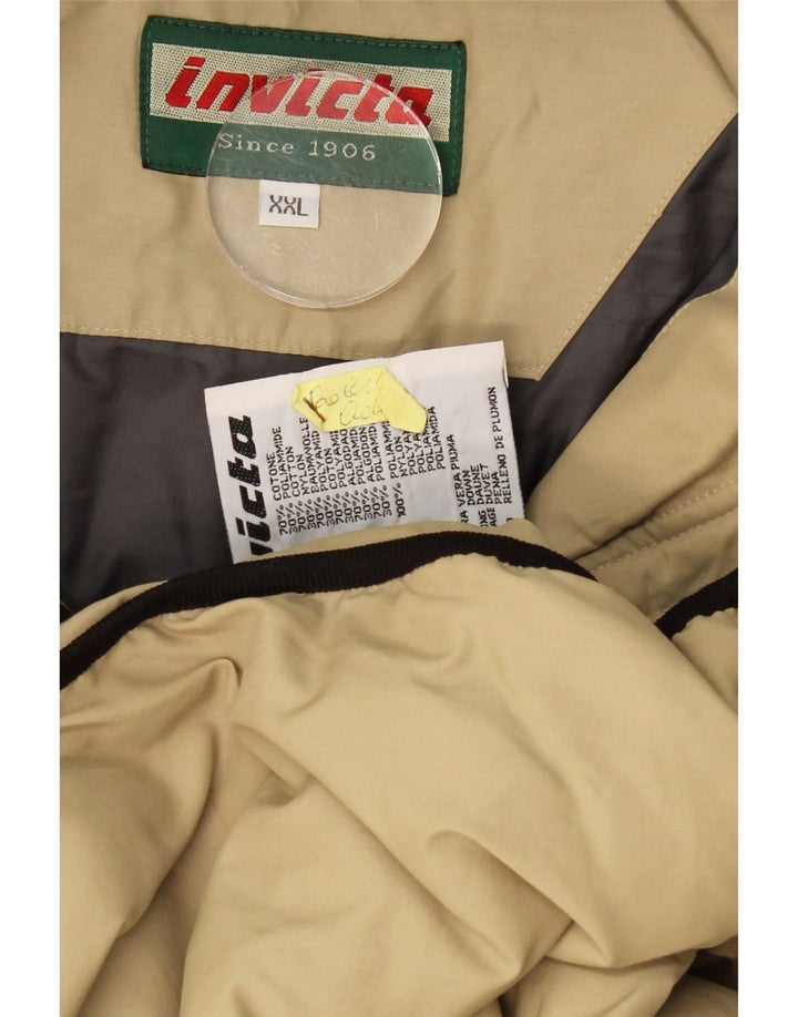 INVICTA Mens Hooded Padded Jacket UK 44 2XL Beige Cotton Vintage Invicta and Second-Hand Invicta from Messina Hembry 