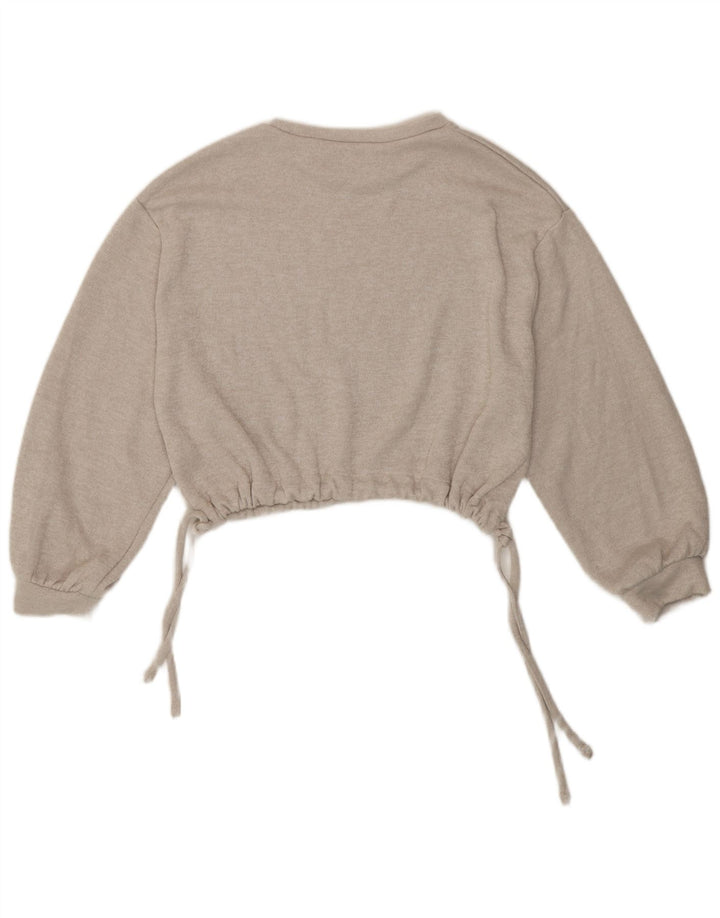 Zara Womens Crop Blouse Top UK 16 Large Grey Flecked Polyester