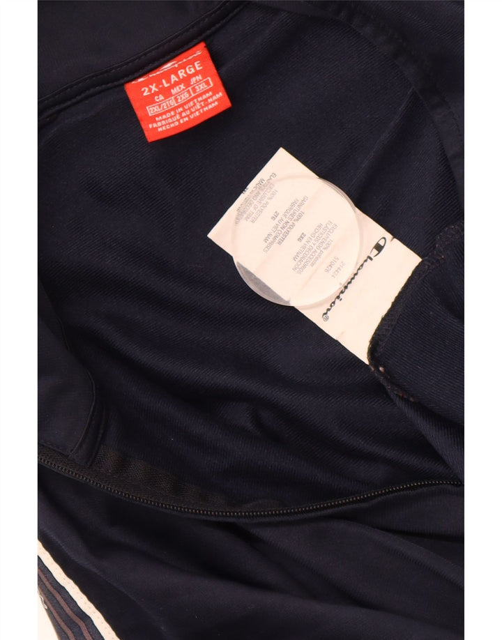 CHAMPION Mens Graphic Tracksuit Top Jacket 2XL Navy Blue Colourblock